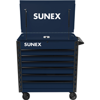 SUNEX TOOLS SUU-8056FDBL 34" 6 DRAWER PREMIUM SERVICE CART – BLUE