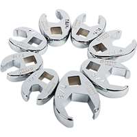 (SUU-9708) 3/8" Drive, Fully Polished SAE Flare Nut Crowfoot Wrench Set, 8 Pc.