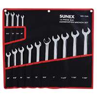 (SUU-9915A) 14 PIECE SAE FULL POLISHED V-GROOVE COMBINATION WRENCH SET