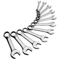 (SUU-9930) Fully Polished SAE Stubby Combination Wrench Set, 11 Pc.