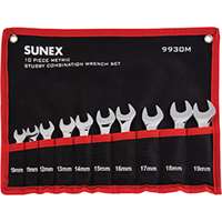 (SUU-9930M) 10 Pc. Metric Stubby Combo Wrench Set