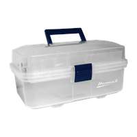 13" Plastic Transparent Toolbox w/ 2 Tray Tier 