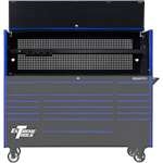 Extreme Tools DX722101HCBKBL - Deep Triple Bank Hutch Black with Blue Handle/Drawer Pulls