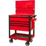 Extreme Tools EX3304TCRDBK - 33&quot; 4 Drawer Deluxe Tool Cart with Bumpers, Red with Black Drawer Pulls
