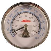 Milton 1191 - 1/4" Pressure Gauge - 0-160 PSI - Center Mount
