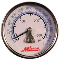 Milton 1192 - 1/4" Pressure Gauge - 0-300 PSI - Center Mount