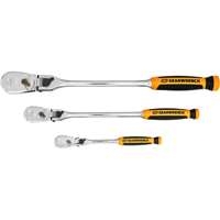 Gearwrench 81298T - 3pc 1/4", 3/8" & 1/2" Drive 90-Tooth Dual Material Locking Flex Head Ratchet Set