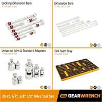 Gearwrench KDT86523 - 29 Pc. 1/4", 3/8", 1/2" Drive Chrome Tool Accessories Set with EVA Foam Tray
