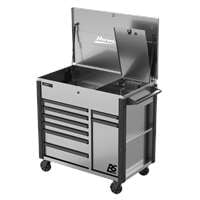 Homak - HOMGR06044080 - 44in 8-drawer Service Cart W/power Tool Holder Drawer-gray 