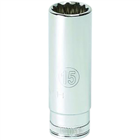Gearwrench KDT80242 - ¼” Dr. 12 Pt. Deep Metric Socket, 15mm