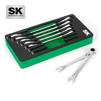 SK Hand Tool 01479A - 7 Piece, 6 point, Metric Combination Ratcheting Wrench Set
