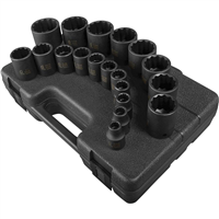 SUNEX TOOLS SUU2819 - 1/2" Drive 12 Pt. SAE Impact Socket Set, 19 Pc.