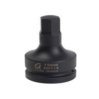 SUNEX TOOLS SUU560719 - 1" Dr Hex Dr Impact Socket, 19mm