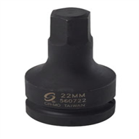 SUNEX TOOLS SUU560722 - 1" Dr Hex Dr Impact Socket, 22mm