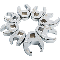 SUNEX TOOLS SUU9708P - 3/8" Drive, Fully Polished SAE Flare Nut Crowfoot Wrench Set, 8 Pc.