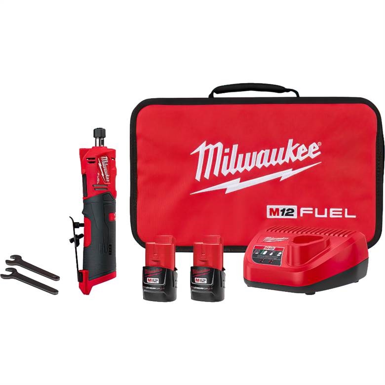Milwaukee 2486-22 - M12 FUEL 1/4&quot; Straight Die Grinder 2 Battery Kit