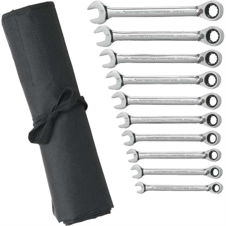 Gearwrench 9601RN - 10pc 72 Tooth 12PT Reversible Ratcheting Combination Metric Wrench Set