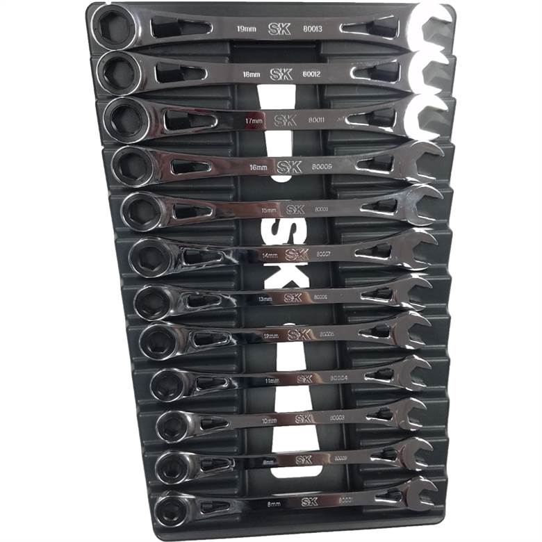 SK Hand Tool 80019 12pc Metric X Frame Ratcheting Wrench Set