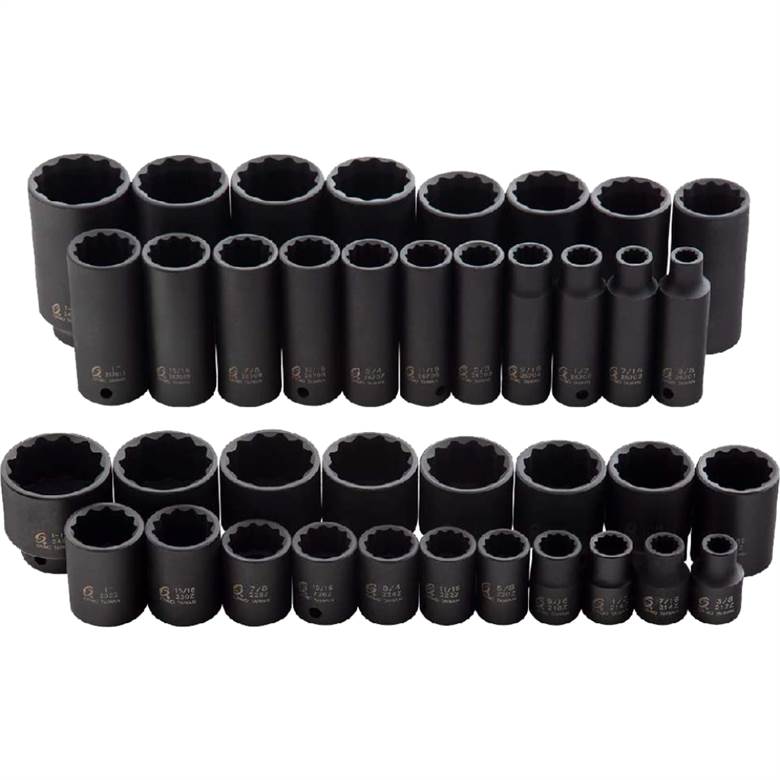 PN: 2569] SUNEX Tools 43pc 1/2" Dr. Metric Master Impact Socket Set