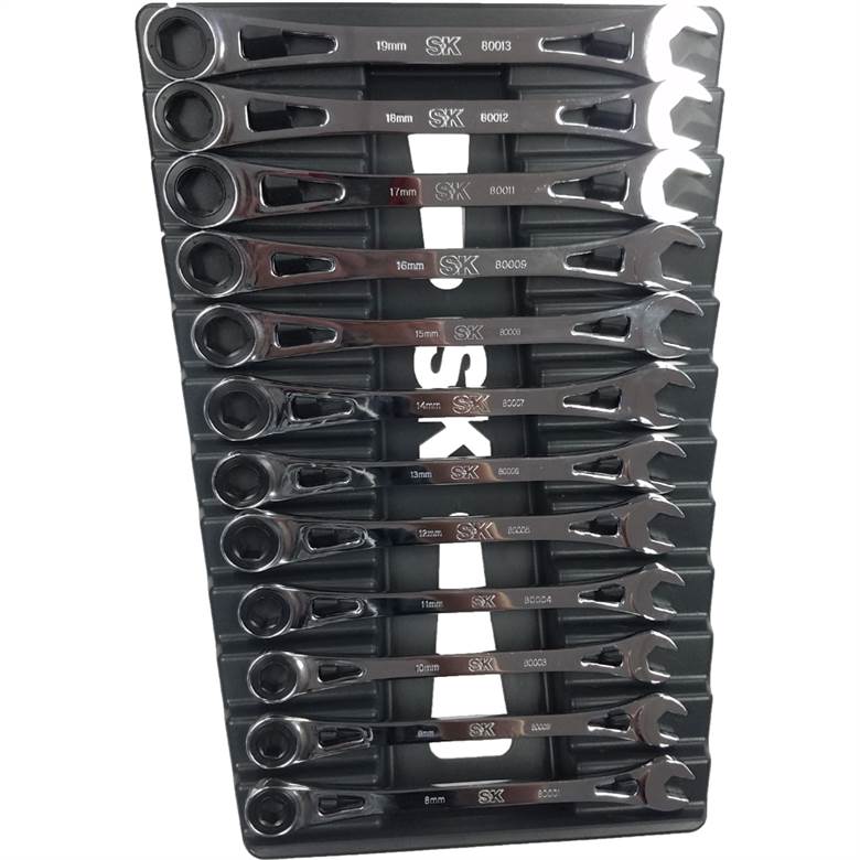 SK Hand Tool 80019 12pc Metric XFrame Ratcheting Wrench Set