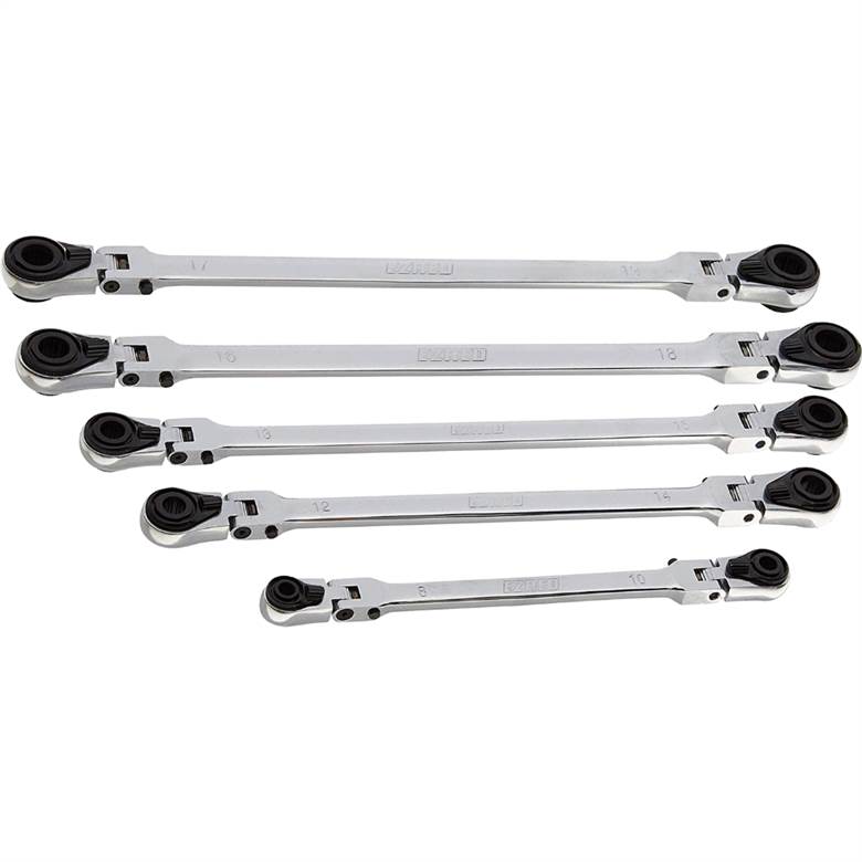 EZ Red WR5ML 5pc Metric Extra Long Locking Flex Head Wrench Set